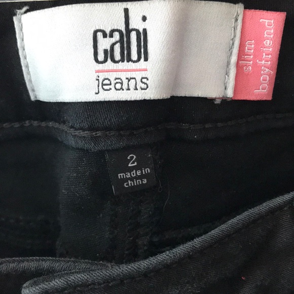 CABI Black Slim Distress Boyfriend Jeans - Picture 4 of 6